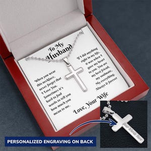 Für meinen Ehemann Kreuzhalskette Geschenkset, Kreuzhalskette mit Nachrichtenkarte und Geschenkbox, ein perfektes Geschenk von Frau zu Ehemann