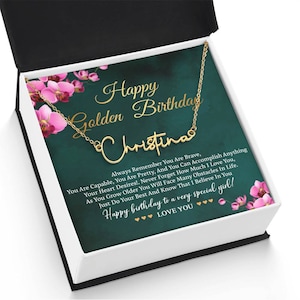 Golden Birthday Necklace Happy Golden Birthday Gift Meaningful Birthday Name Necklace Gift For Girl