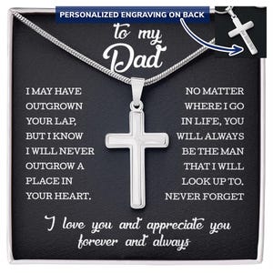 Gepersonaliseerde kruisketting voor papa, voor mijn vader kruisketting met berichtkaart, zinvol, verjaardagscadeau voor papa, Vaderdagcadeau