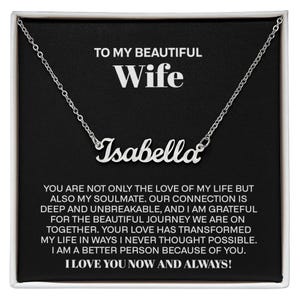 Für meine Frau Name Halskette mit Nachricht Karte Romantische Geschenke für Frau Name Schmuck für Frauen, Frau Schmuck Gold, Frau Geburtstag Halskette