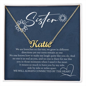 To My Sister gepersonaliseerde naamketting voor zus, zus verjaardag, afstuderen, bruiloft met sentimenteel bericht, doos inbegrepen