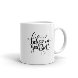 Inspirierend Zitat Kaffeebecher: Kalligraphie Lettering Geschenk