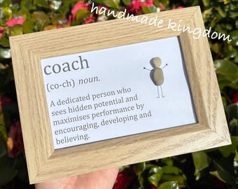 Pebble Art Coach Gift: Unique Sea Glass Coach Appreciation Present