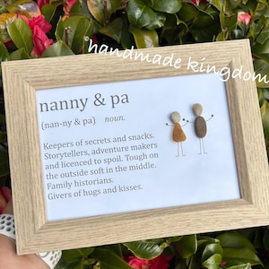 Pebble Art Nanny & Pa Gift: Framed Sea Glass People