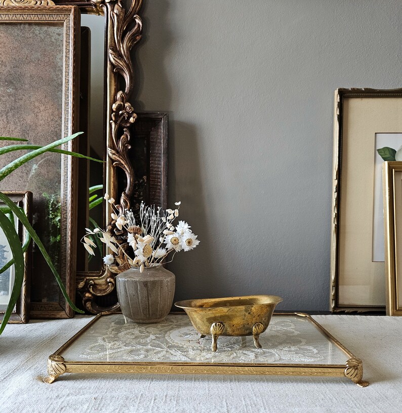 Vintage Brass Miniature Clawfoot Bathtub Soap Dish Holder Trinket