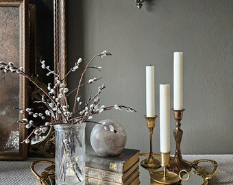 collection of 3 brass candlesticks gold classic candle holders mismatched