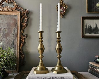 large brass "the 1901" Vintage Candlesticks made in England