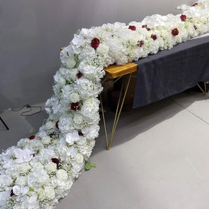 Ivory Rose Flower Garland,Baby&#39;s Breath Flower Runner,Wedding Reception Table Runner,Table Centerpiece,Wedding Arrangement,Road Lead Flower