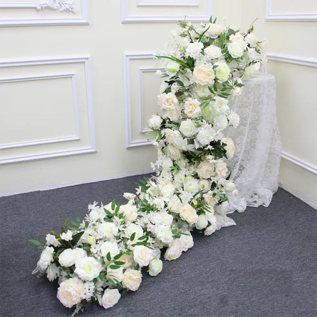 White Flower Table Runner,ivory Flower Garland Arch Wedding Reception ...