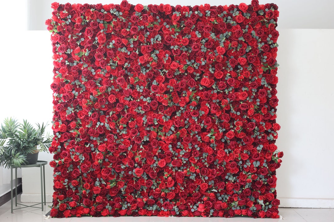 Ruby Red Rose Eucalyptus Flower Wall Photo Backdrop,floral Panels for ...