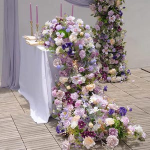 Purple Series With Greenery Flower Runner,Wedding Aisle Runners,Flower Garland Arch Wedding Reception,Table Flower Row,Party Shop Home Decor