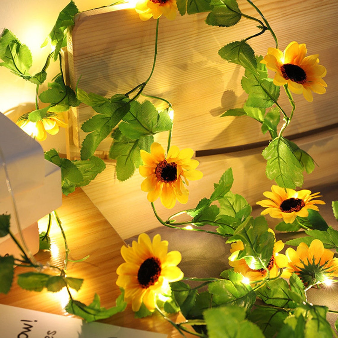 Garland LED Sunflower Vine String Lights Artificial Plants Etsy