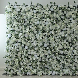 Sfondo fotografico con fiori artificiali, rosa avorio, verde, pannello floreale 3D per matrimoni/feste/casa/negozio/decorazioni da parete floreali per feste