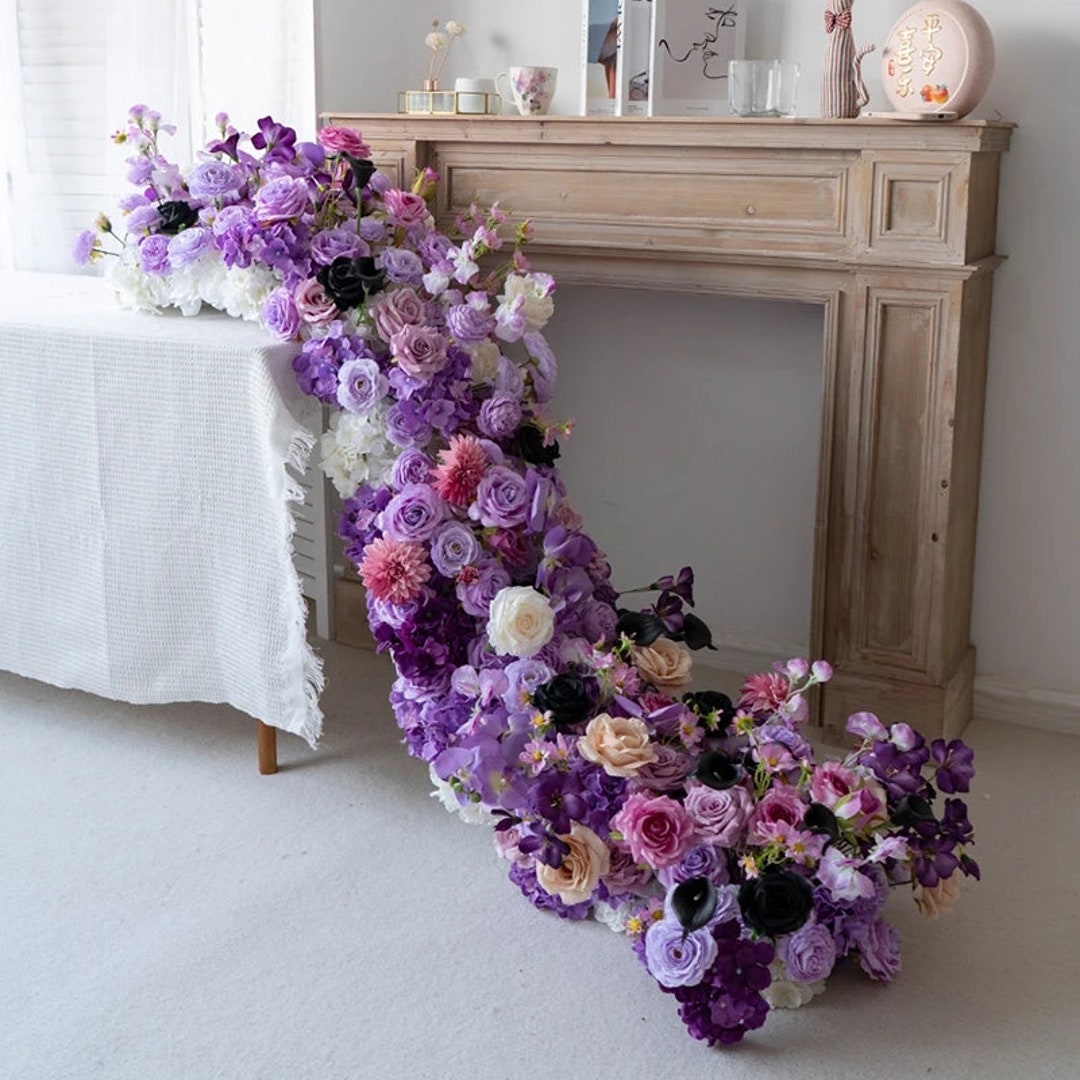 Purple Wedding Backdrop Decor Rose Flower Garland,wedding Reception ...