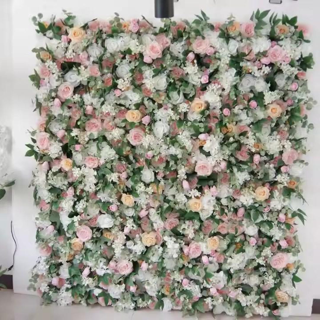Colorful Rose Green Plants Leaf Artificial Flower Wall Photo