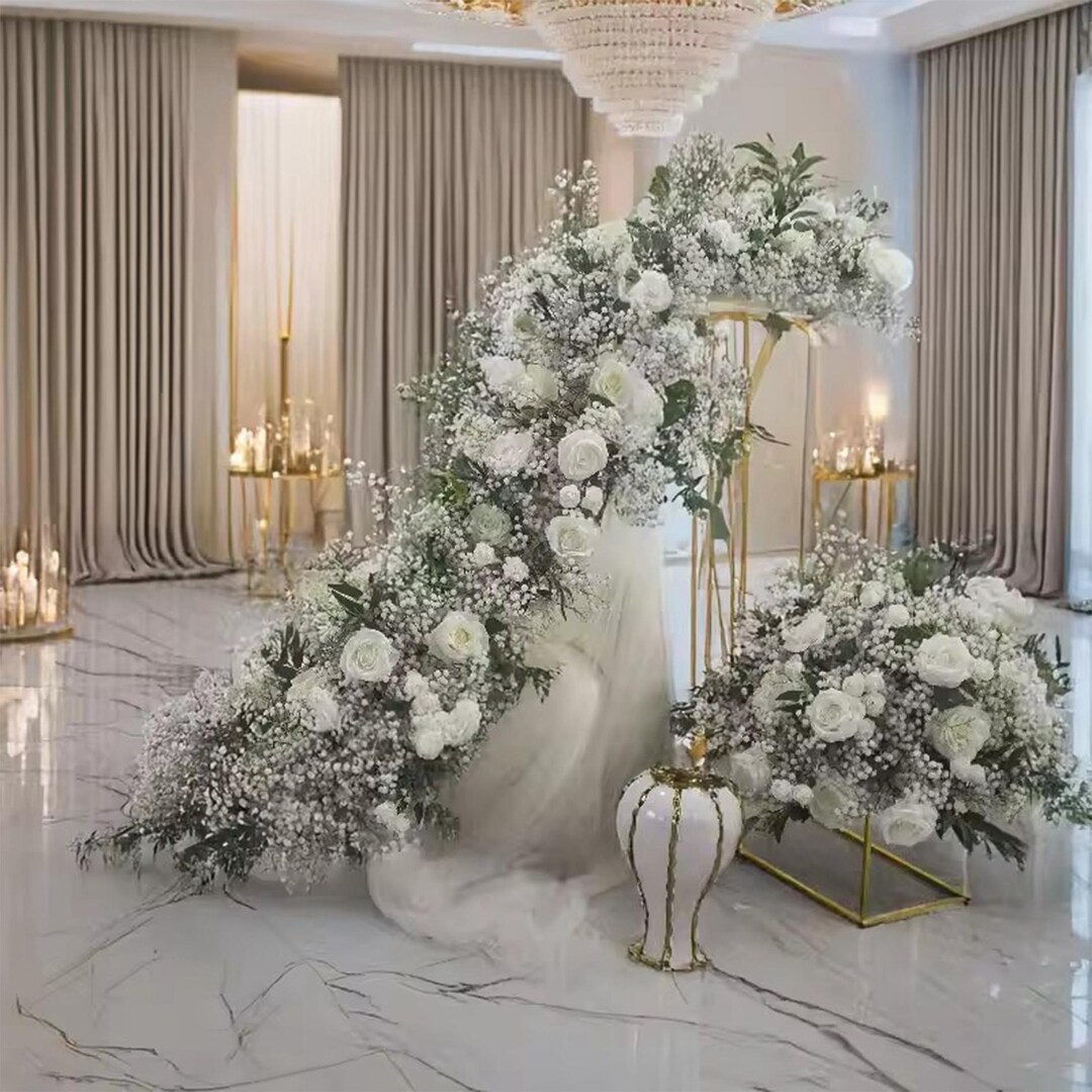 Baby Breath White Rose Flower Runner,flower Garland Wedding Reception ...