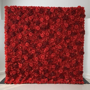 Red Floral Panels For Wedding Birthday Party Event Restaurant Bedroom Salon Home Flower Wall Decor, Personalised Flower Wall Photo Backdrop
