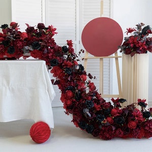 Black Burgundy Red Rose Wedding Arch Flower Row,Wedding Flower Garland,Table Flower Runner for Wedding Backdrop Party Shop Engagement Decor