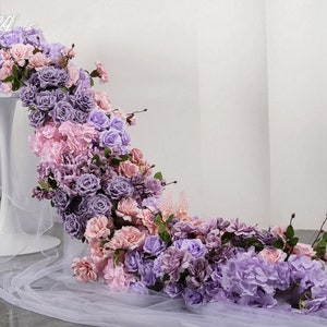 Dusty Purple Rose hydrangea Wedding Arch Flower Row,Flower Garland,Table Flower Runner for Wedding Backdrop Party Event Engagement Decor