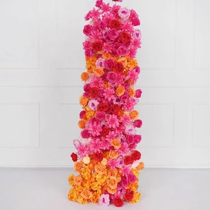 Roze Rood Oranje Roos hortensia Bruiloft Pijler Bloem, Bloem Boog Bruiloft achtergrond Hoorn Boog Bloemstuk Party Home Shop Decor