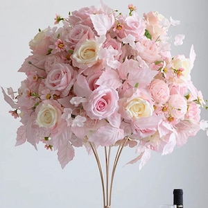Pink Silk Flowers Ball Centerpiece,Wedding Floral Centerpieces,Flower Ball For Party Event/Bridal Shower/Home/Salon Table Centerpieces Decor