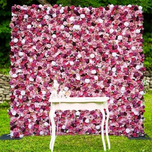 Red White Luxury Rose Wedding Flower wall,5D Roll Up Curtain Cloth Fabric Flower Wall For Wedding Backdrop Props Party Holiday Event Decor