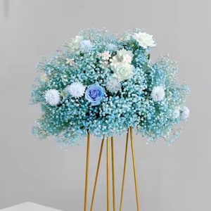 Blue Babysbreath Rose Flower Balls,Artificial Flower Ball For 5D Wedding Party Event Home Table Centerpieces Decor,Floral ball Table Runner