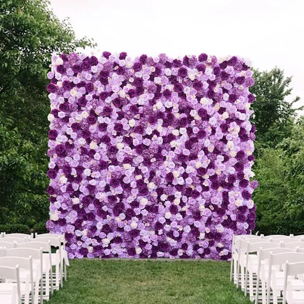 5D Purple Rose Hydrangea Roll Up Cloth Curtain Flower wall For Outdoor Wedding Backdrop Party Event Decor,Hanging Fabric Floral Wall Banquet