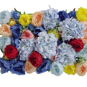 Royal Blue Red Pink Champagne Peony Artificial flower Wall Photo Backdrop,Rose Floral Panel For Wedding/Party/Shop/Holiday Flower Wall Decor