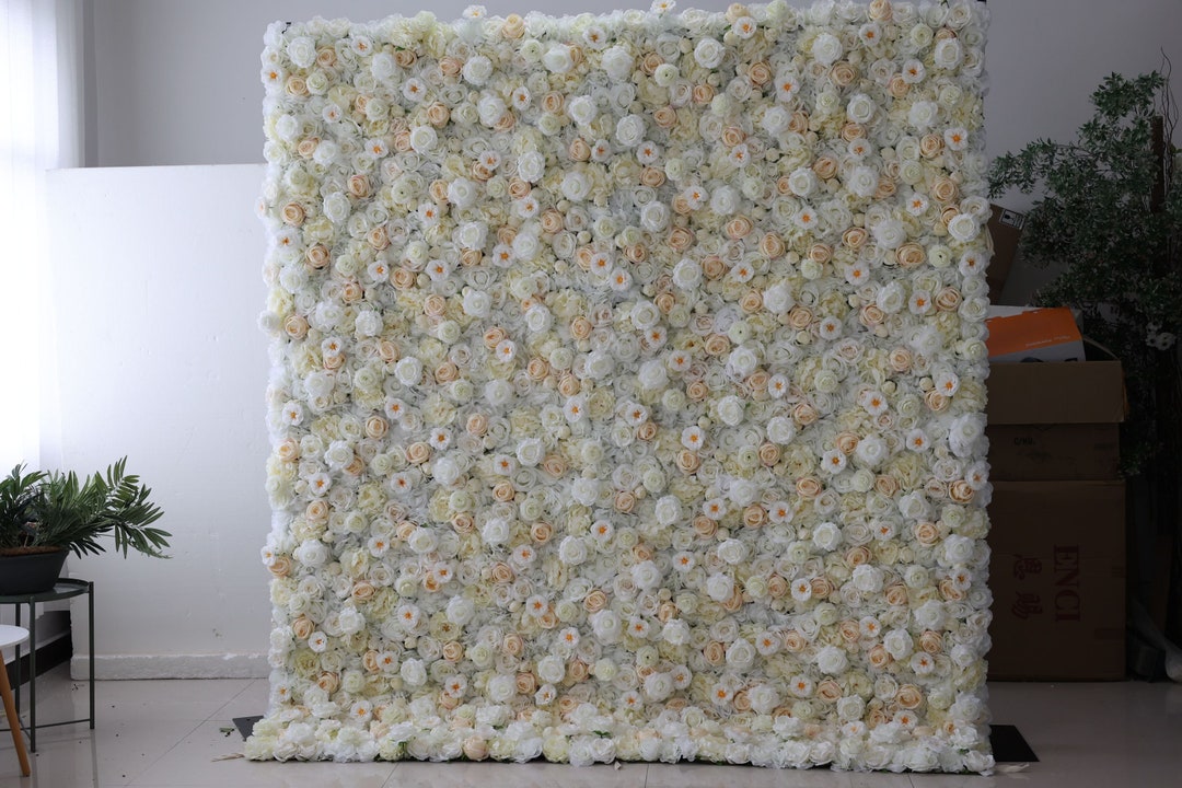 Ivory White Rose Flower Wall Photo Backdrop,champagne Floral Panels for ...