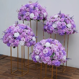 Lavender Purple Rose Silk Flower Ball,Flower Ball For Wedding Banquet Road lead/Business Party/Baby Shower/Home/Shop Table Centerpiece Decor