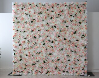 Baby Pink&White Artificial flower Wall Photo Backdrop,3D Floral Panels For Spring Wedding Party Bridal Baby Shower Home Flower Wall Decor