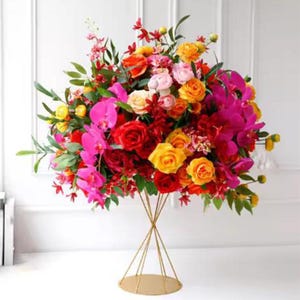 3-D Colorful Rose Silk Flower Balls,Flower Ball Arrangement centerpiece For Wedding Party Event Table Centerpieces Decor,Floral Table Runner