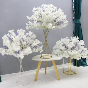 3Pcs Cherry Blossom Lavender Wedding Table Centerpiece Ball,Flower Ball For Wedding/Party Event Stage/Bridal Shower Table Centerpieces Decor