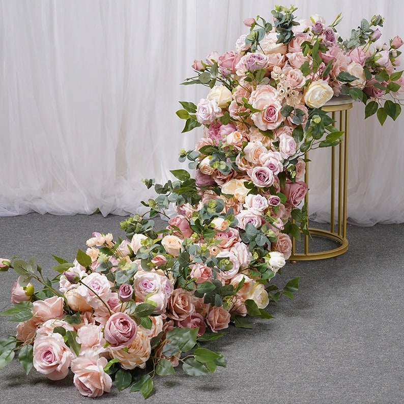 Dusty Purple Rose Hydrangea Wedding Arch Flower Row,flower Garland ...