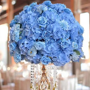Light Blue Rose Hydrangea Flower Balls,Sky Blue Flower Ball For Wedding Stage/Business cocktail Party/Bridal Shower Table Centerpieces Decor