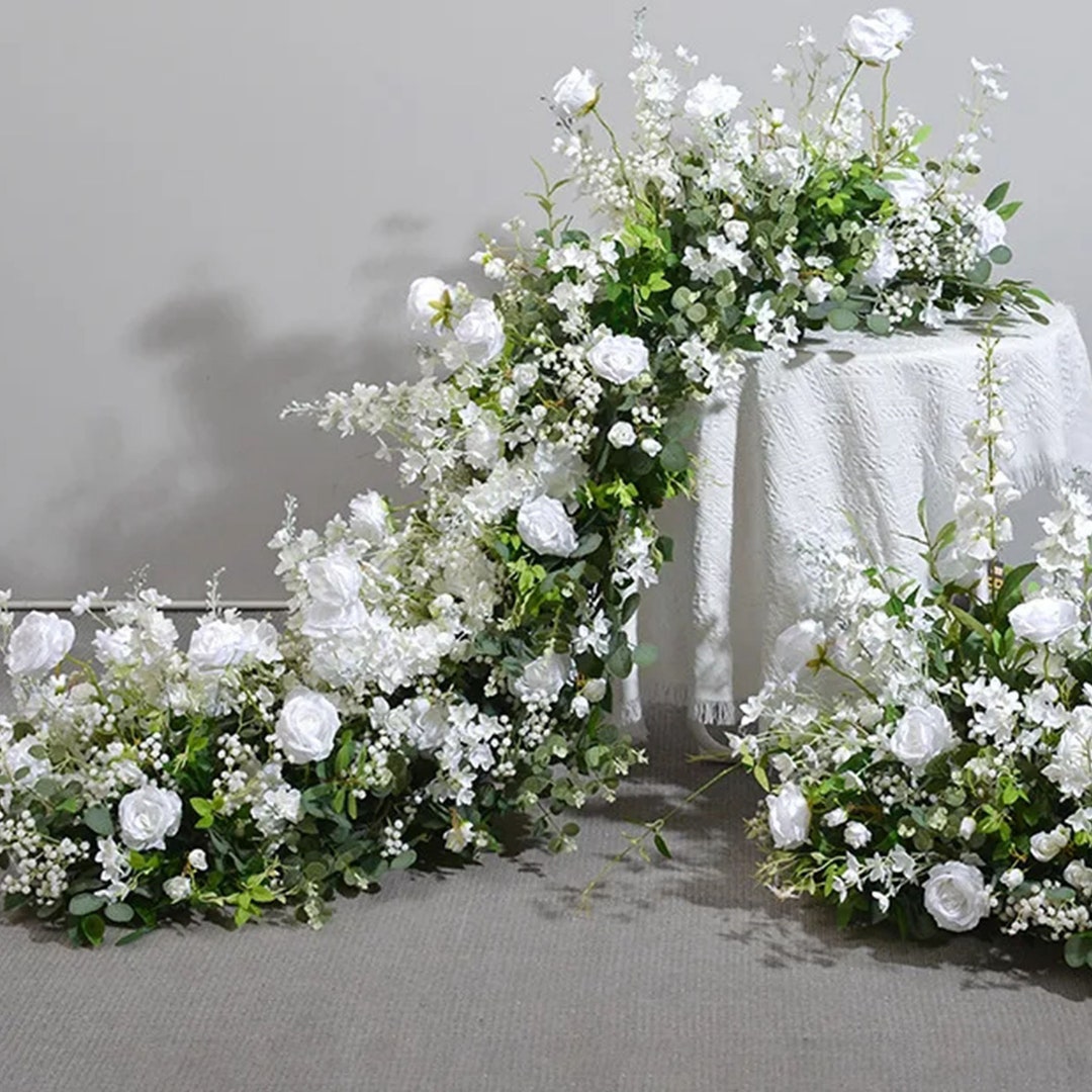 Flower Garland Arch Wedding Reception,white Flower Table Runner,flower ...