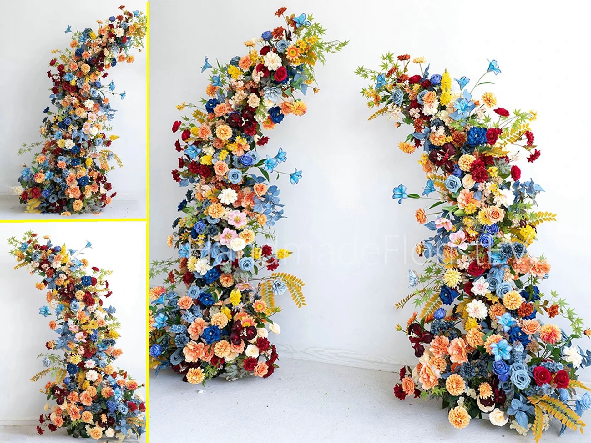 Outdoor Colorful Rose Lily Peony Artificial Flower Row Wedding Backdrop ...