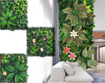 5D Green Plant Wall For Wedding/Party/Garden Fence Living Wall Panel Bedroom Home Decor,Tropical Mixed Leaf Panels Advertising Wall Backdrop