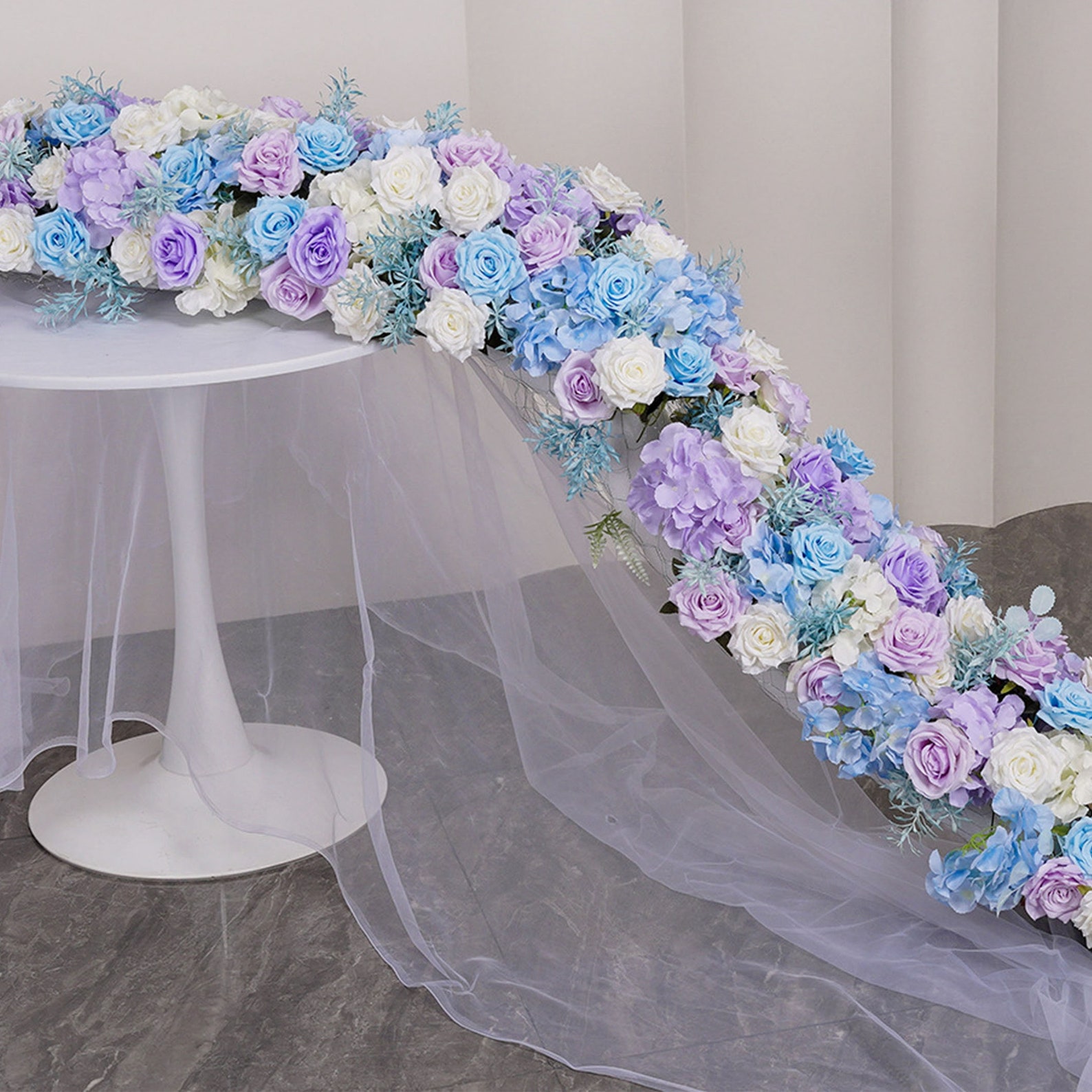 Dusty Blue Rose Flower Runner,orchid Flower Garland Arch Wedding ...