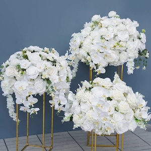 White Rose Butterfly Orchid Flower Ball,Custom Flower Ball For Wedding Reception/Party Banquet/Baby Shower/Home/Shop Table Centerpiece Decor