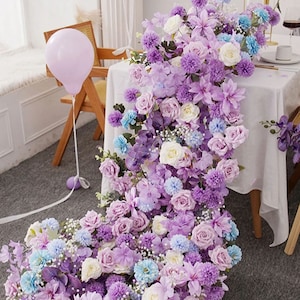Most Popular Purple Lavender Flower Runner,Flower Garland Arch Wedding Reception,Wedding Aisle Runner,Table Flower Row,Party Home Shop Decor