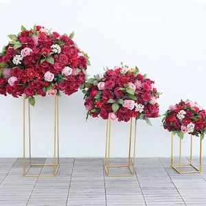 Red Rose Hydrangea Berry Flower Ball,Custom Flower Ball For Wedding Reception/Party Banquet/Baby Shower/Home/Shop Table Centerpieces Decor