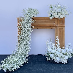Full Baby&#39;sBreath Flower Runner,Flower Garland Wedding Reception,Custom Table Flower Row,Wedding Centerpiece for Engagement Party Home Decor