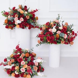 Greenery Eucalyptus Red coffee Rose Flower Ball,Flower Ball For Wedding/Party Event/Bridal Shower/Home Table Centerpieces Photo Props Decor