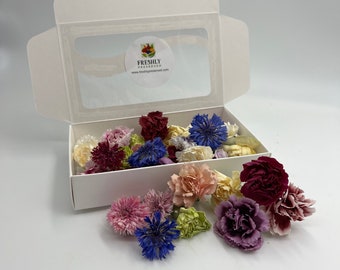 Freeze dried Edible Carnations and Bachelor Buttons