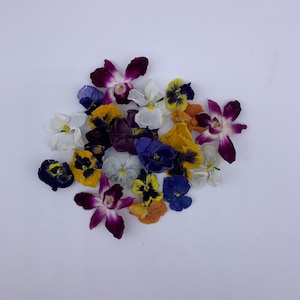 Freeze-Dried Edible Pansy and Orchid Flowers, Cake Decorating Flowers, Natural Edible Flowers for Baking, Dessert Garnish, Cocktail Infusion