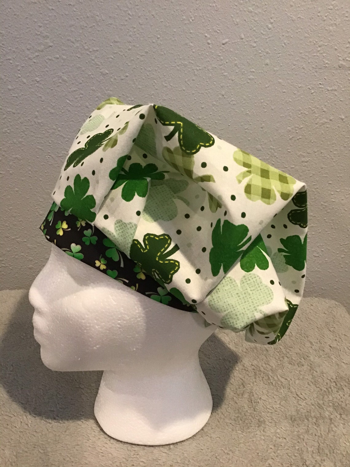 Surgical scrub hat with adjustable elastic toggle and optional Etsy