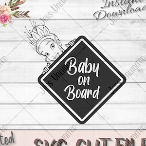 Princess & The Frog Inspired SVG || Car Decal || Baby on Board  || Princess Decal SVG File || Baby SVG || Silhouette Cut File