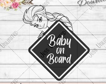 Elsa Baby on Board Car Decal SVG | Frozen Inspired (Digital Download)
